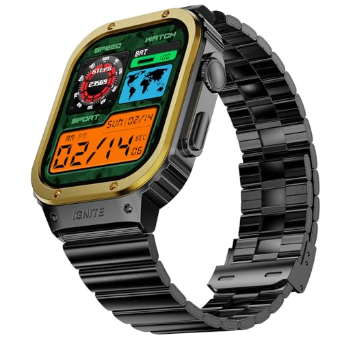 Fire-Boltt Maverick Smartwatch 51.308mm (2.02 inch) IPS Display, Luxury Stainless Steel Look, 320×385 Pixel Resolution, Bluetooth Calling, Voice Assistant (Gold Black)