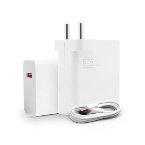 Mi Original 120W Xiaomi Charger – Hyper Charge Adapter with 6A Cable, Fast Charging for Xiaomi Mobile & Mi Laptop – Universal Compatibility (White)