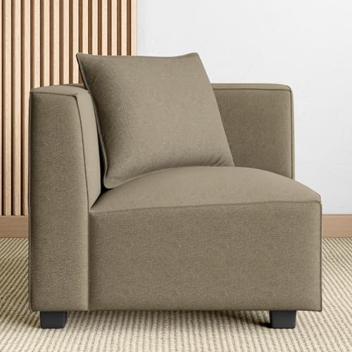 Home Centre Helios Brigade Solid Wood Fabric 1-Seater Wedge Sofa with Cushion – Brown