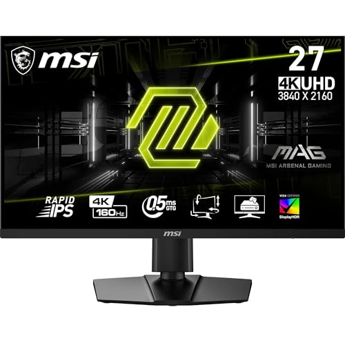 MSI MAG 274UPF E2 27 Inch UHD Gaming Monitor – 3840 x 2160 Rapid IPS Panel, 160 Hz/0.5ms (GtG, Min.), 133% sRGB Colour Gamut, Frameless Design, VESA DisplayHDR 400 – DisplayPort 1.4a, HDMI, USB Type-C