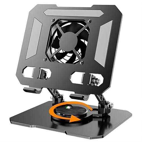 VOCO Rotatable Aluminium Laptop Stand with Magnetic Cooling Fan | 360° Rotation Laptop Holder for Table & Bed | Foldable Laptop Stand for Gaming, Office & Work from Home (Black)