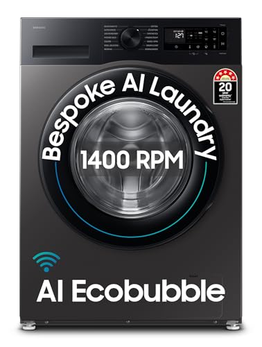 Samsung 9 kg, 5 star, AI EcoBubble, Super Speed, Wi-Fi, Hygiene Steam with Inbuilt Heater, Digital Inverter, Fully-Automatic Front Load Washing Machine (WW90DG5U24AXTL, Inox)