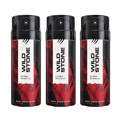 Wild Stone Ultra Sensual Deodorants for Men, Long Lasting Intense Fragrance, Pack of 3 (150ml each),Spray