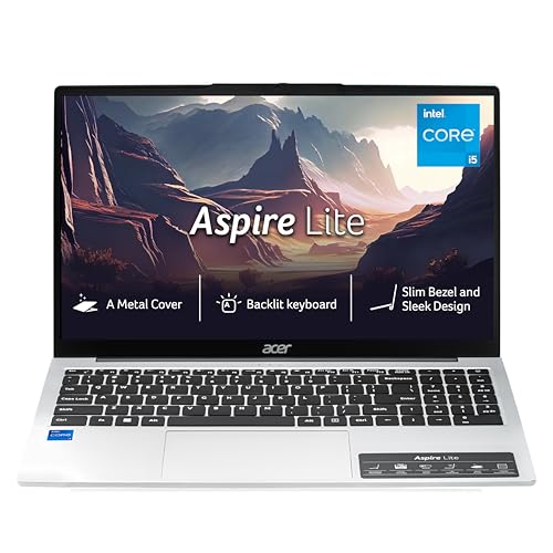 acer Aspire Lite, 12th gen, Intel Core i5-12450H Processor, 16 GB, 512GB, Full HD IPS, 15.6″/39.62 cm, Windows 11 Home, MSO, Pure Silver, 1.70 kg, AL15-52H, Backlit Keyboard