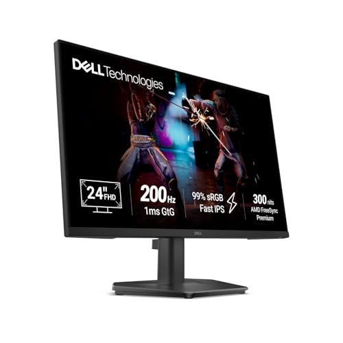 Dell SE2425HG 23.8″ FHD IPS Gaming Monitor, 200Hz Refresh, 3side narrow bezels, 1ms GtG, AMD FreeSync Premium,HDR 10,300nits, 1000:1 Contrast, 99% Srgb, Tilt, 2*HDMI 2.1 TDMS(supports HDMI VRR),DP 1.4