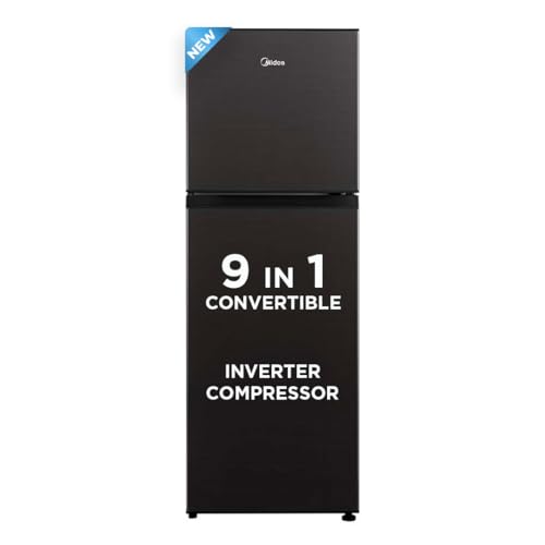 Midea 233 L, 3 Star, Frost Free Convertible 9 in 1 Double Door Refrigerator with real Inverter compressor and Deo Fresh Technology (MDRT359FGI28, Jazz Black)