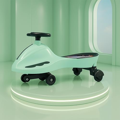 Kidsmate Drift Swing Car for Kids – Ride-On Toy with PU Wheels, Non-Slip Pedals, and 360° Rotating Steering for Easy Navigate The Car for Ages 3 and Up -Sea Green