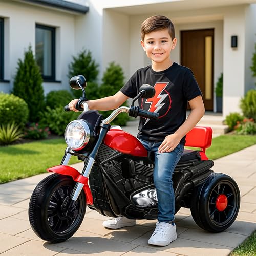 Kidsmate X-Power Ultimate Fun Electric Bike for Kids | 6V 4AH Battery, Dual Suspension with LED Lights & Comfy Backrest | Battery Bike for Kids for Ages 2-5 Years – Red