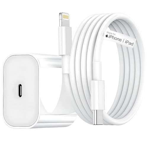 Original Apple-Certified 20W USB-C Charger with Lightning Cable | Fast iPhone Charger for iPhone 11, 12, 13, 14, XR, XS/PRO/MAX, SE & iPad | MFi Certified Adapter and Charging Cable Combo (White)