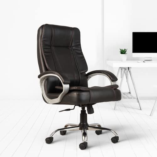 CELLBELL C102 High Back Wooden Office Chair (Black, Synthetic Leatherette)