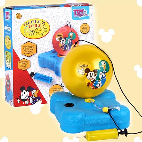 ToyMagic Mickey Mouse Reflex Soccer Football Training Kit Game for Kids | Outdoor Activities, Garden Games, Practice, Swing Ball, Suitable for Boys and Girls Age 6+