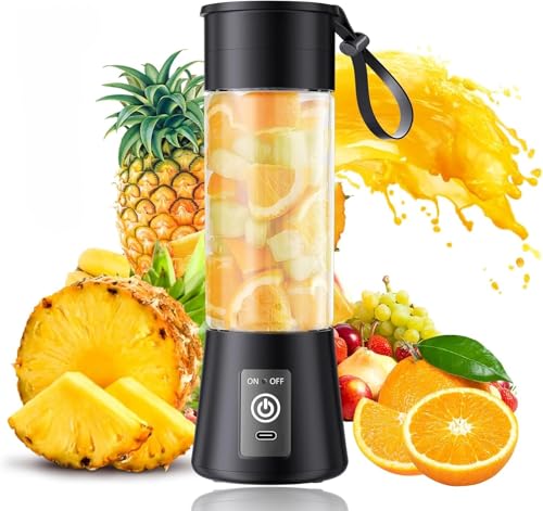 Xapiaxa Portable Juicer Blender 6-Blade, USB Rechargeable Smoothie Maker with Built-In Bottle, Personal Fruit Juice Machine & Protein Shake Mixer for Home, Travel & Gym (Multicolor-2)