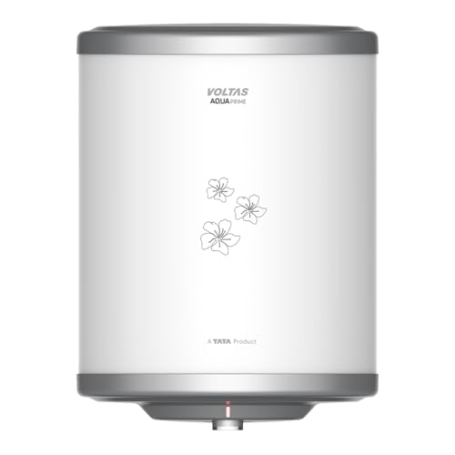 Voltas Aqua Prime 25L Water Heater 2000W, Warranty of 7 years on Tank, 3 Years on Heating Element, 2 Years on Product by Voltas|Free Installation| Free Connecting Pipe|Copper Element|8 Bar (White)