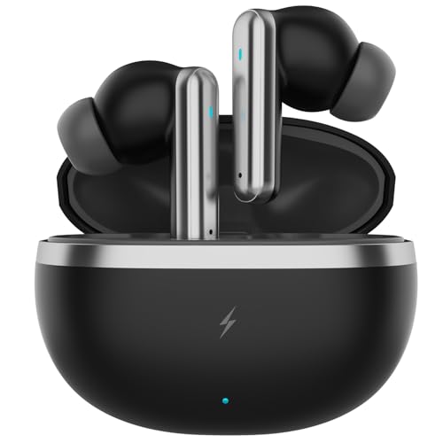 Fire-Boltt Newly Launched Aero Luxe TWS Earbuds with Custom EQ, Bluetooth 5.4 Wireless Earphones, 50H Playtime, Fast Charging Case, 50ms Low-Latency Gaming & Touch Controls Midnight Black
