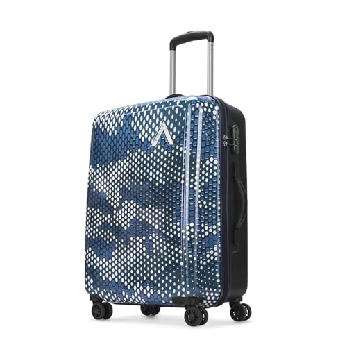 Aristocrat Medium Combat Check-in Trolley Bag, 63 Cm Hardside Luggage | 8 Wheels, Combination Lock | Polycarbonate | 5 Year International Warranty | Blue