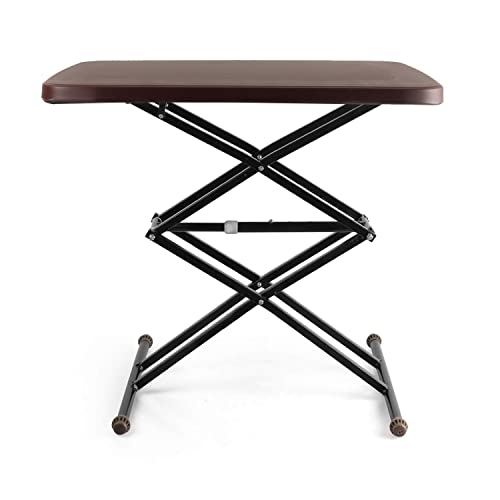 Cello Riser Duroplast Multi Utility Rectangular Table, Scissor fold and Height Adjustable, Brown (Plastic)