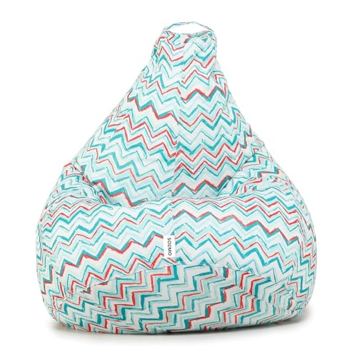 Amazon Brand Solimo Premium Canvas Fabric Bean Bag, Filled with Beans | Capacity: Upto 6′ Height, 100 KG Weight | 2XL | Chevron Stripes Printed | Black