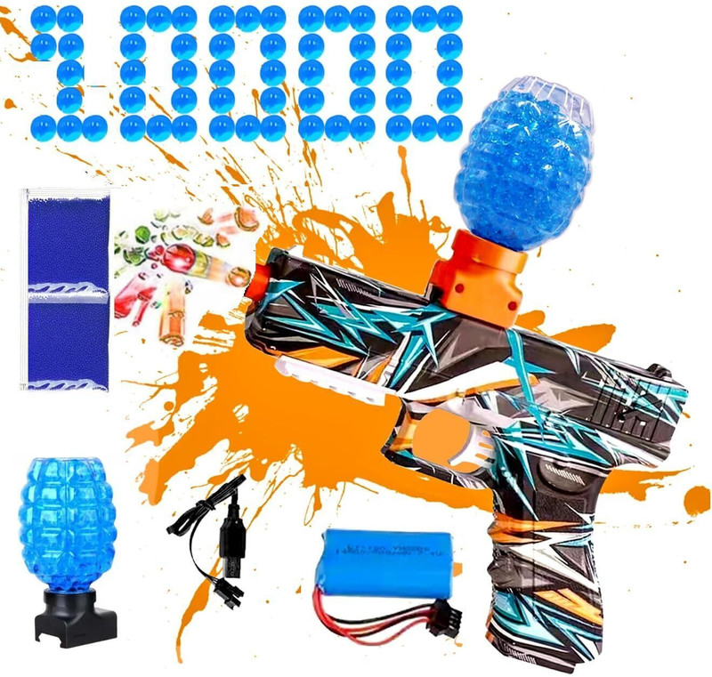 PAPASpace Automatic Gel Blaster Toy Gun with Rechargeable Battery & 10,000 Water Beads Guns & Darts(Multicolor)