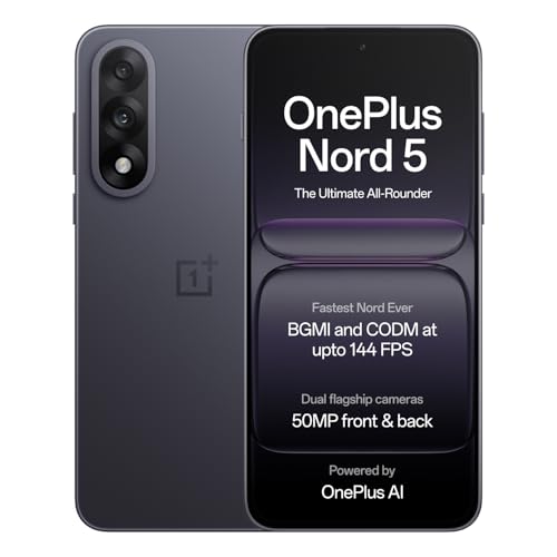 OnePlus Nord 5 | Snapdragon 8s Gen 3 | Stable 144FPS Gaming | Dual 50MP Flagship Camera | Powered by OnePlus AI | 256GB 8GB | Phantom Grey