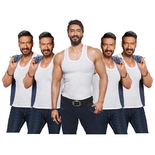 Amul Comfy Men’s White Cotton Solid Vest Pack of 5