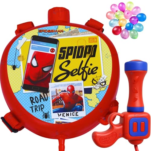 GRAPHENE Red Holi Pichkari Water Gun 600ml with 100 Water Ballons High Pressure Tank Water Gun Spray Pistol Back Holding Tank Pichkari for Kids