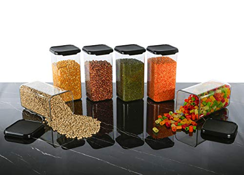 Nestland Airtight Kitchen Food Storage Containers Set of 6-1550 MLfor Storage Pulses, Cereals, Grains, Dry Fruits, Pantry Organization and More, Food Grade, BPA Free, Stackable, Transparent