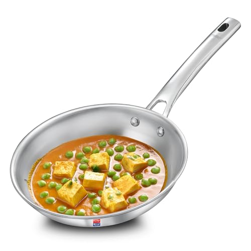 Prestige 18cm/0.8L Tri-Ply Stainless Steel Splendid Fry Pan| Gas and Induction Compatible |Even Heat Distribution| Thick Gauge Tri-Ply Body| 15 Year Warranty