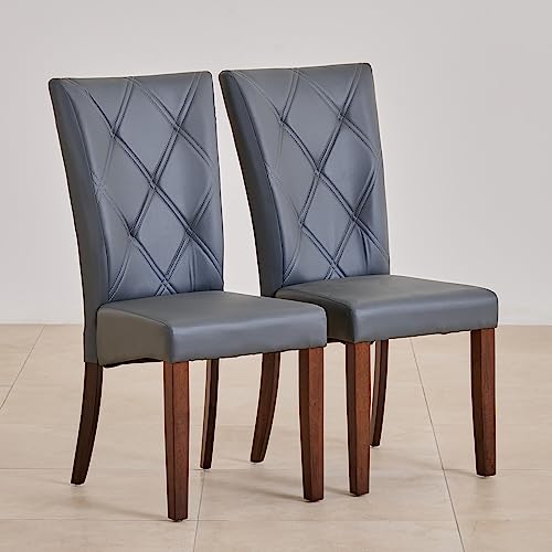 Home Centre Dining Chair Jasper Rubber Wood 2 Dining Chair | Rubber Wood Dining Chairs for Dining Room|(Grey and Brown) 1 Year Warranty