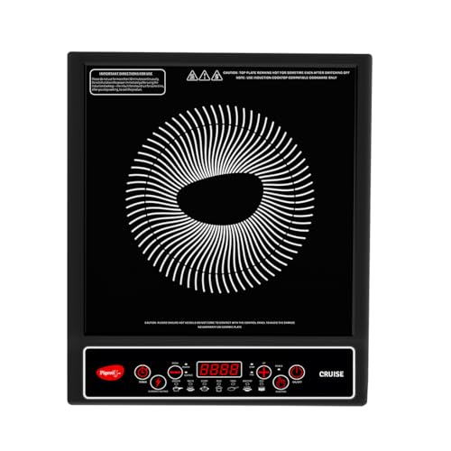 Pigeon by Stovekraft Cruise 1800 watt Induction Cooktop With Crystal Glass,7 Segments LED Display, Auto Switch Off – Black