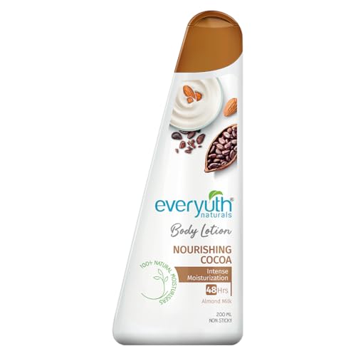 Everyuth Naturals Nourishing Cocoa Body lotion 200ml for men & women | 48Hr Hydration | Deep Moisture Care for Dry Skin | Enriched with 100% Natural Almond Milk | Smooth, Radiant & Healthy Looking Skin Care