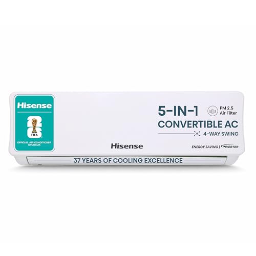 Hisense 1.0 Ton 3 star Inverter Split AC(Copper, 5-in-1 Convertible with Intelligent 4 modes, 4 Way Swing, Anti corrosion, Long Air Distance, AS-12TR4R3E, White ）