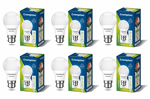 Crompton Dyna Ray 5W Round B22 LED Cool Day Light Pack of 6