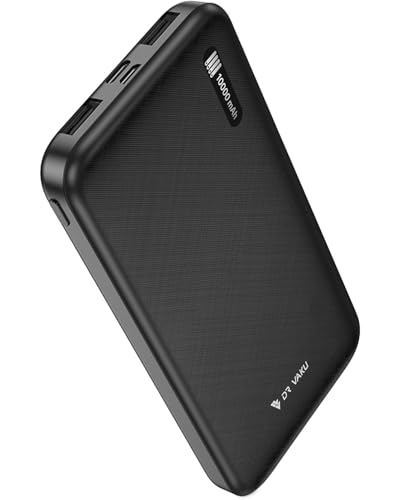 10000mAh Power Bank Portable Slim Design with Dual USB Output Type-C Micro (Input & Output) Lithium Polymer Battery Compatible with iPhone, Samsung, OnePlus & All Smartphones- Black