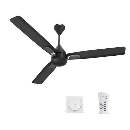 Crompton Energion Caelum 1200mm BLDC Ceiling Fan | Remote & Regulator Control | BEE 5 Star Rated Energy Efficient | 4 Year Manufacturer’s Warranty on Motor | Matt Black