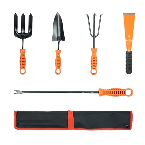 TrustBasket Greenkeeper Tool Kit with Bag– Gardening Tools Kit for Home Garden, 5 Pcs Garden Tools for Home Gardening Set with Khurpi, Fork, Trowel, Weeder & Scraper – Durable Garden Tools