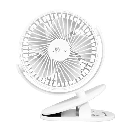 RR Signature Buddy Mini 110mm Portable Clip Fan | 4H Battery | Silent & C type Rechargeable | 360� Rotation | Multi-Clip Function | Portable Cooling | Personal Cooling Fan For Home [PRISTINE WHITE]