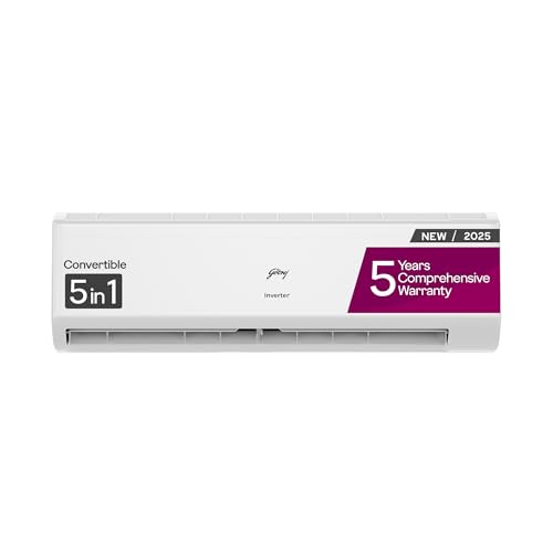 Godrej 2 Ton 3 Star, 5 Years Comprehensive Warranty, 5-In-1 Convertible Cooling, Inverter Split AC (Copper, I-Sense Technology, AC 2T EI 24I3T WZR, White)