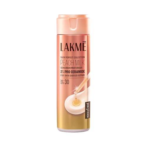 Lakmé Peach Milk Moisturiser SPF 30 with 2% Pro-Ceramide | Daily UV Defense, Hydrating & Skin Barrier Repair Face Cream | Lightweight, For Dry Skin, Normal, Oily Skin & Sensitive Skin 200ml