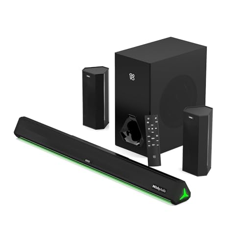 GOVO GOSURROUND 970 | 525W Soundbar, 5.1 Channel Home Theatre with Dolby Audio, 6.5″ subwoofer, Opt, AUX, USB & Bluetooth, 5 Equalizer Modes, Stylish Remote & LED Display (Platinum Black)