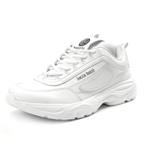 Bacca Bucci Men Lace Up Sneaker Shoes White, Size UK8