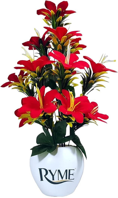 Ryme Artificial Lilly Wild Artificial Plant  with Pot(35 cm, Multicolor)