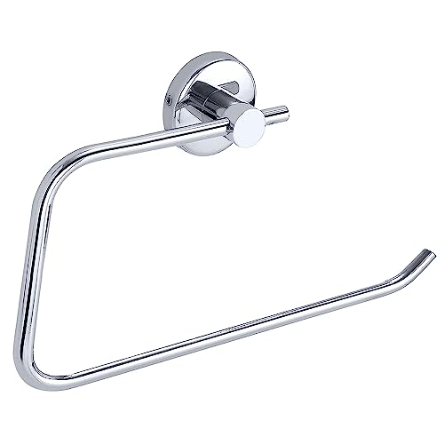 Tukzer Wall Mounted Stainless Steel Towel Holder | Dust-Proof, Waterproof | Square Shape Holder/Hanger for Bathroom, Kitchen, Washroom – Silver