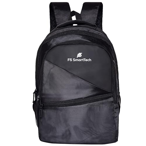 F5 SmartTech 28 Ltrs Laptop Backpack with Bottle Pocket and Main Organizer Compartment with Tablet Storage Compatible with Most 15.6 inch Laptops Black