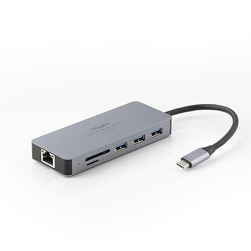 Digitek® (DUH 008) 8-in-1 Type C USB Hub 3.0 with Type C Coupler, Multi-Port Dongle, PD 100W Charging, 4K HDMI, Ethernet, SD/TF, Micro SD, USB 3.0/2.0, for Mac/Windows Laptops, Desktops & Smartphones