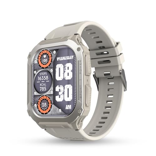 Pebble Bravo 1.99″ (5.05 cm) Infinite Display, Bright HD Display 600Nits BT Calling, One Time BT Connect, 520 mAh Battery, Health Suite, Multi Sports Mode, Rugged Built – Military Grey