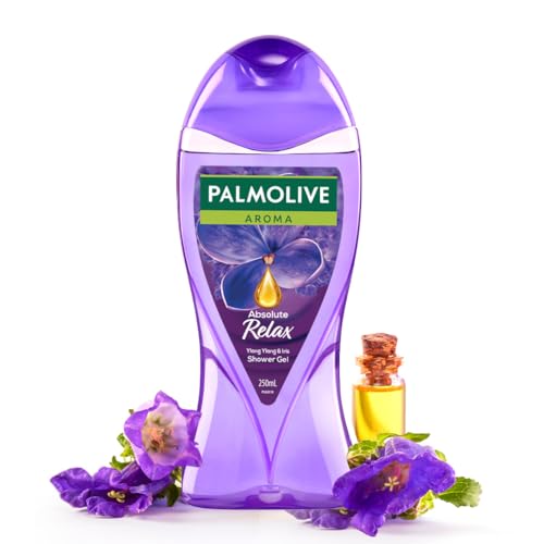 Palmolive Aroma Absolute Relax Body Wash, 250ml Shower Gel Single Bottle, 100% Natural Ylang Ylang Essential Oil & Iris Extracts for a Smooth Skin, pH Balanced Bodywash, Free of Parabens & Silicones​