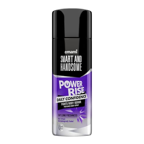 Smart And Handsome Power Rise Daily Confidence Perfumed Body Spray For Day Long Freshness,150ml, Dermatologically Tested, Non-Irritant Formula with Vibrant Blend Of Olibanum Smoke, Zesty Lime & Driftwood