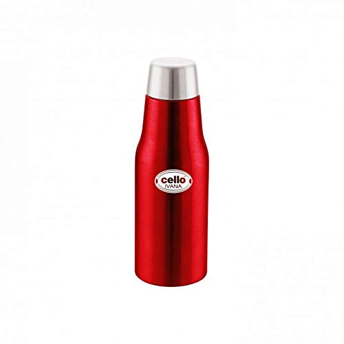Cello Ivana Stainless Steel Double Walled Water Bottle, Hot and Cold, 750ml, 1 Unit, Red