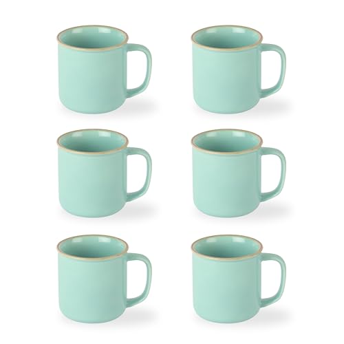 CELLO Estella Nexus Color Tropical Plain Mug Set of 6, 250ml, Blue | Scratch Resistant | Porcelain Tea, Coffee Mug Set | Ideal for Daily Use & Gifting | Dishwasher Safe | Big Mug |