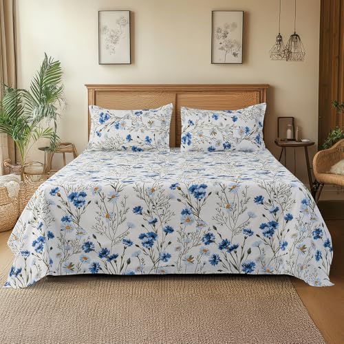 Cortina 100% Cotton 144 TC Double Bedsheet for Bed with Pillow Covers | Soft & Breathable Cotton Bedsheet | Durable, Fade Resistant Skin Friendly | for Home & Hotel Use (White, Double – Fitted)